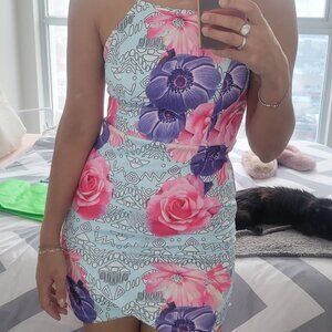 Summer flowery mini dress